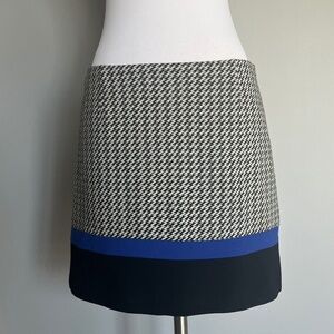 Tibi Mini Geometric Color block Houndstooth Black White Casual Career Skirt 4 S